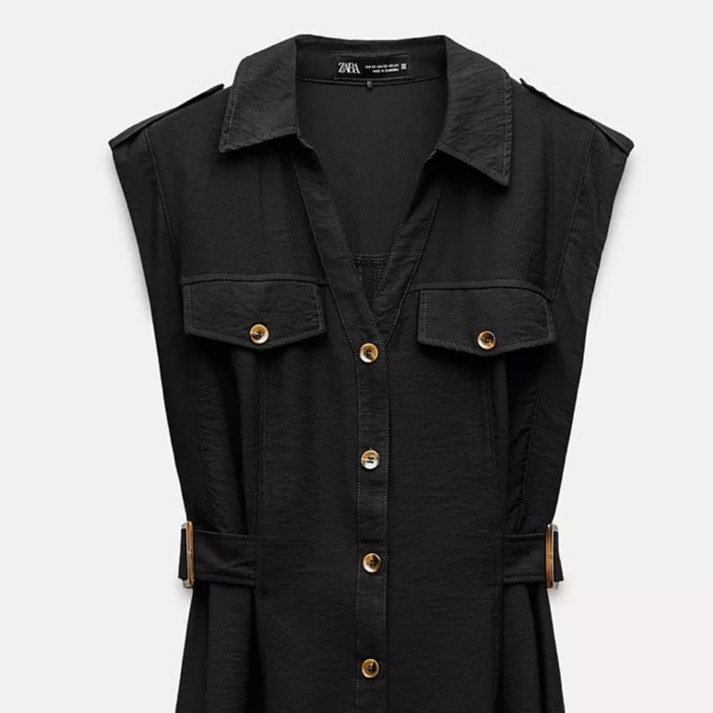 Zara Black Button-Down Midi Dress